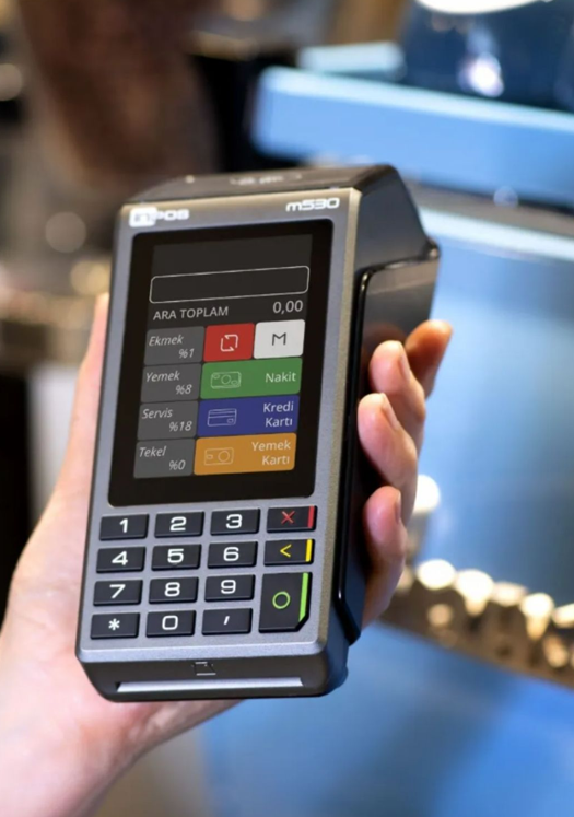 Card payment being taken on a handheld terminal